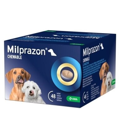Milprazon Chewable 2,5 mg/25 mg tabletės mažiems šunims ir šuniukams Milprazon Chewable 2,5 mg/25 mg tabletės mažiems šunims ir šuniukams