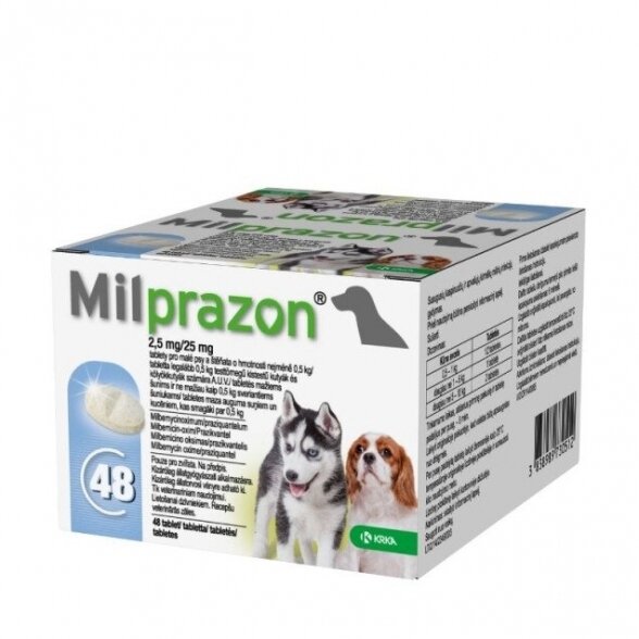 Milprazon 2,5 mg/25 mg tabletės nuo kirminų mažiems šunims ir šuniukams Milprazon 2,5 mg/25 mg tabletės nuo kirminų mažiems šunims ir šuniukams