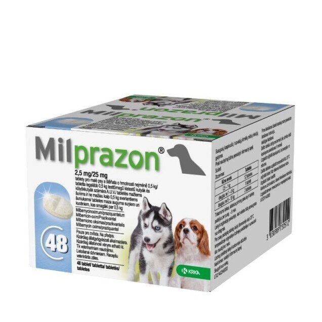 Milprazon 2,5 mg/25 mg tabletės nuo kirminų mažiems šunims ir šuniukams Milprazon 2,5 mg/25 mg tabletės nuo kirminų mažiems šunims ir šuniukams