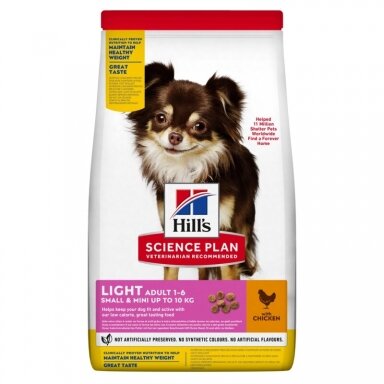 Hill's Science Plan Adult Light Small & Mini sausas maistas su vištiena mažų veislių šunims Hill's Science Plan Adult Light Small & Mini sausas maistas su vištiena mažų veislių šunims